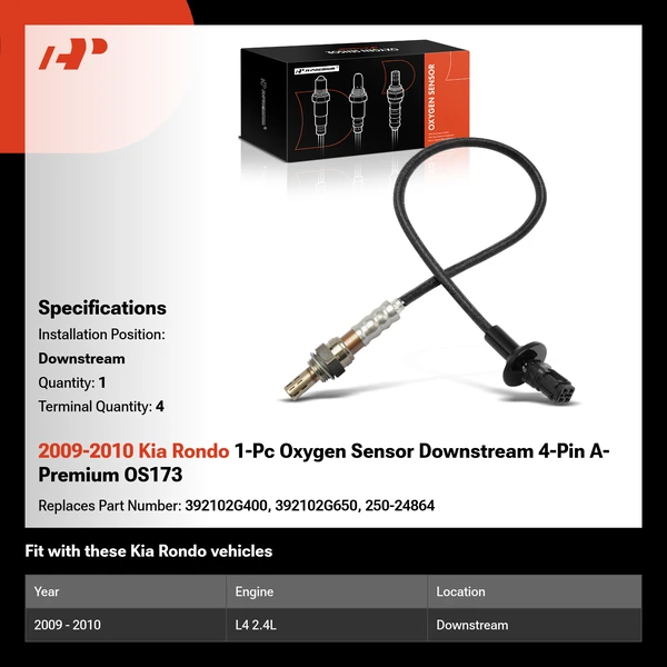 2009-2010 Kia Rondo 1-Pc Oxygen Sensor Downstream 4-Pin A-Premium OS173