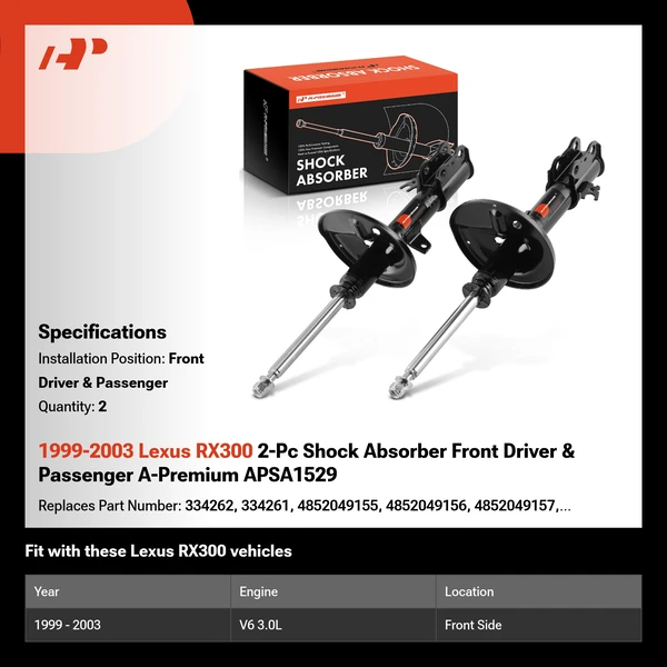 1999-2003 Lexus RX300 2-Pc Shock Absorber Front Driver & Passenger A-Premium APSA1529