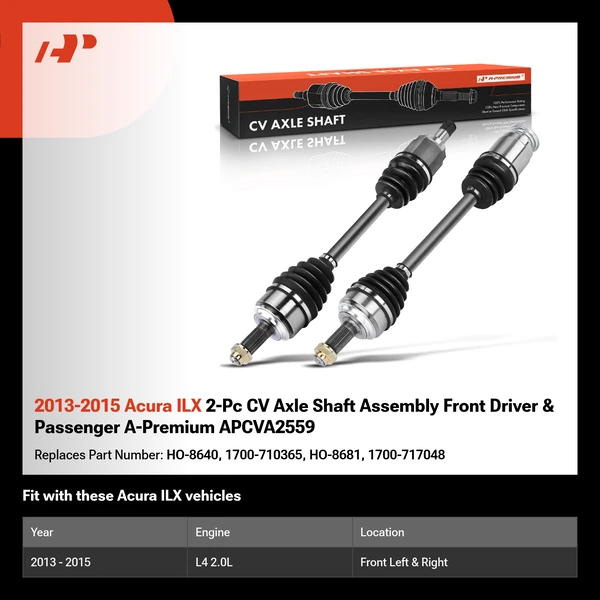 2013-2015 Acura ILX 2-Pc CV Axle Shaft Assembly Front Driver & Passenger A-Premium APCVA2559
