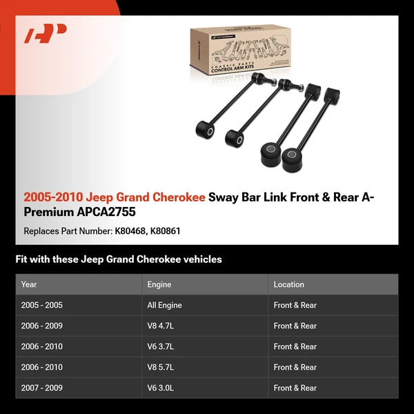 2005-2010 Jeep Grand Cherokee Sway Bar Link Front & Rear A-Premium APCA2755