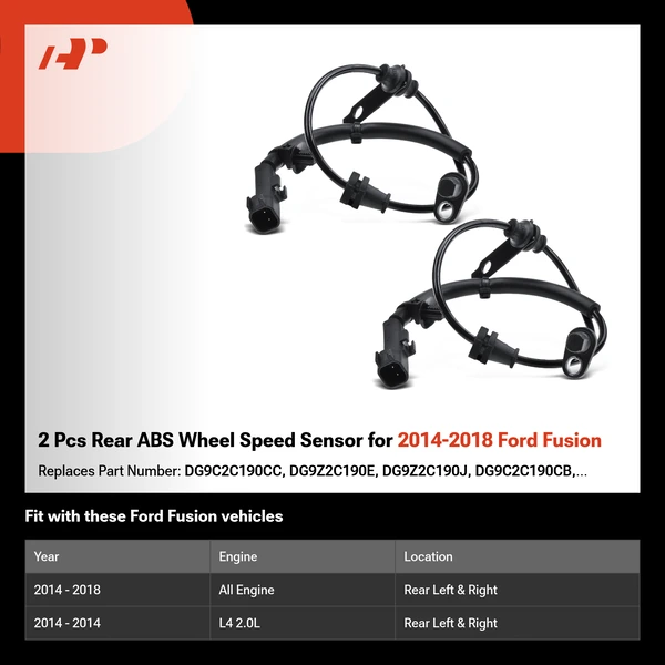2 Pcs Rear ABS Wheel Speed Sensor for 2014-2018 Ford Fusion