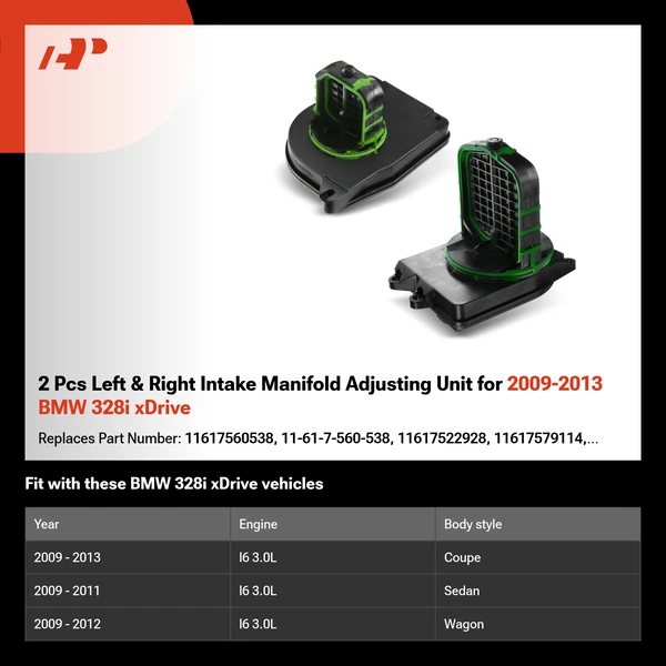 2 Pcs Left & Right Intake Manifold Adjusting Unit for 2009-2013 BMW 328i xDrive
