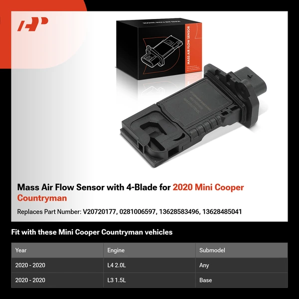 Mass Air Flow Sensor with 4-Blade for 2020 Mini Cooper Countryman