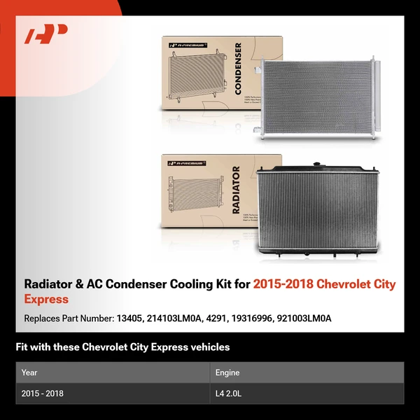Radiator & AC Condenser Cooling Kit for 2015-2018 Chevrolet City Express