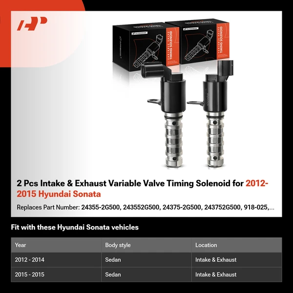 2 Pcs Intake & Exhaust Variable Valve Timing Solenoid for 2012-2015 Hyundai Sonata