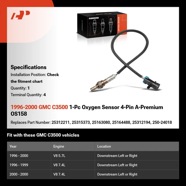 1996-2000 GMC C3500 1-Pc Oxygen Sensor 4-Pin A-Premium OS158
