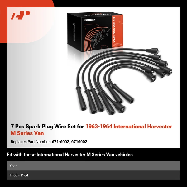 7 Pcs Spark Plug Wire Set for 1963-1964 International Harvester M Series Van