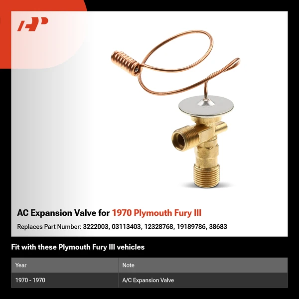 AC Expansion Valve for 1970 Plymouth Fury III