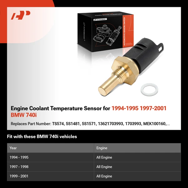 Engine Coolant Temperature Sensor for 1994-1995 1997-2001 BMW 740i