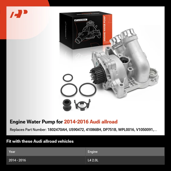 Engine Water Pump for 2014-2016 Audi allroad
