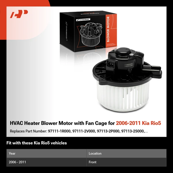 HVAC Heater Blower Motor with Fan Cage for 2006-2011 Kia Rio5