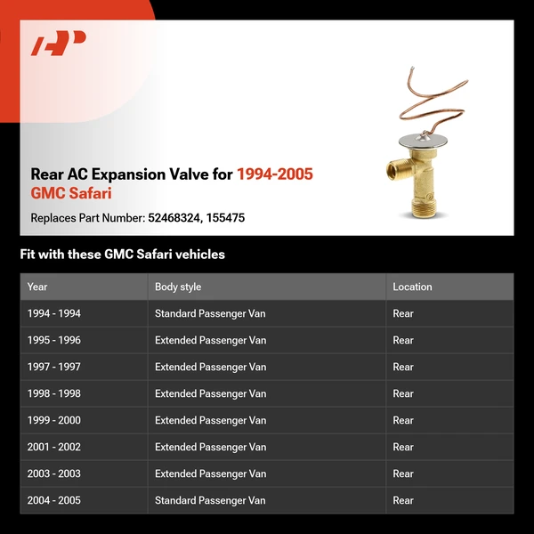Rear AC Expansion Valve for 1994-2005 GMC Safari