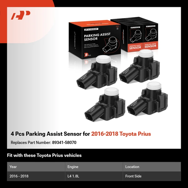 4 Pcs Parking Assist Sensor for 2016-2018 Toyota Prius