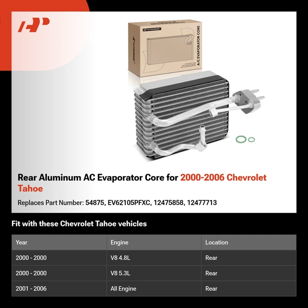 Rear Aluminum AC Evaporator Core for 2000-2006 Chevrolet Tahoe