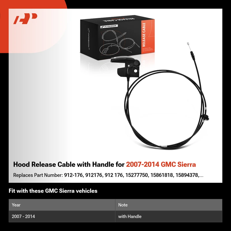 Hood Release Cable with Handle for 2007-2014 GMC Sierra