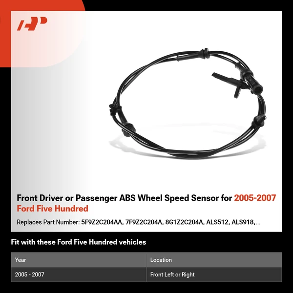 Front Driver or Passenger ABS Wheel Speed Sensor for 2005-2007 Ford Five Hundred