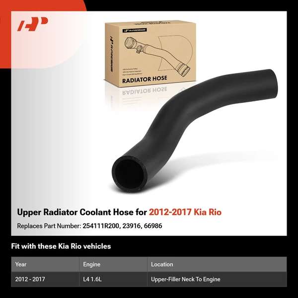 Upper Radiator Coolant Hose for 2012-2017 Kia Rio
