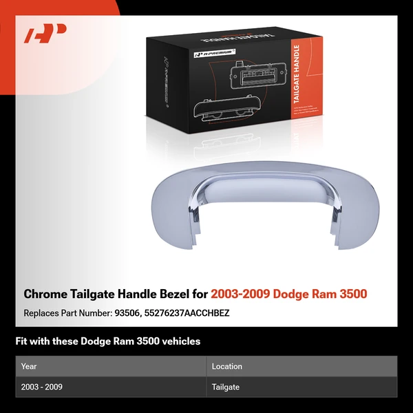 Chrome Tailgate Handle Bezel for 2003-2009 Dodge Ram 3500