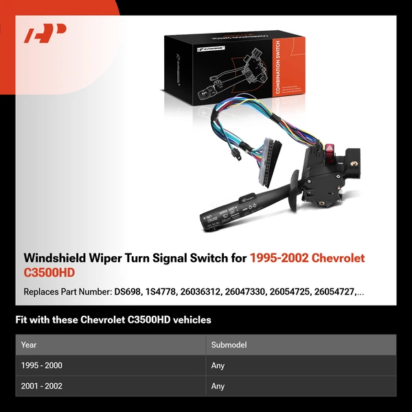 Windshield Wiper Turn Signal Switch for 1995-2002 Chevrolet C3500HD