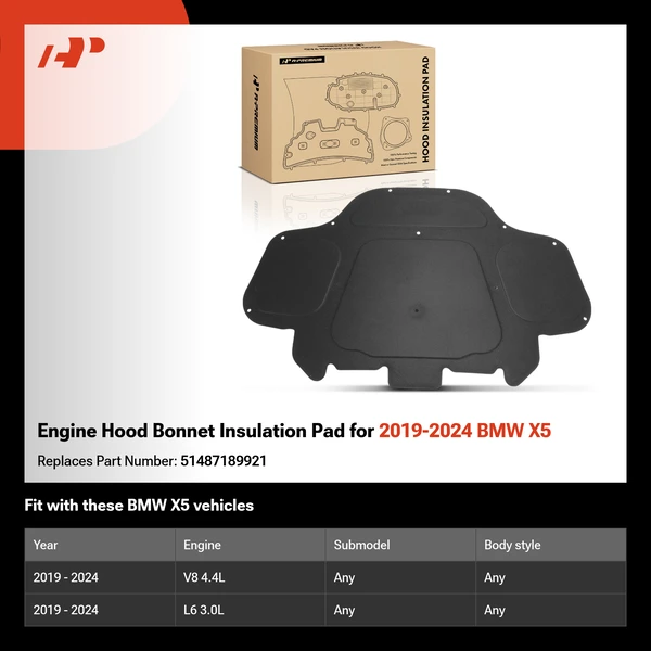 Engine Hood Bonnet Insulation Pad for 2019-2024 BMW X5