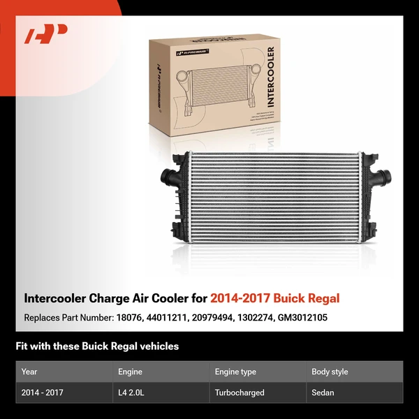 Intercooler Charge Air Cooler for 2014-2017 Buick Regal