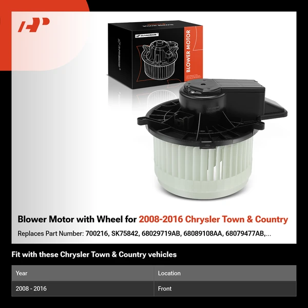 Blower Motor with Wheel for 2008-2016 Chrysler Town & Country