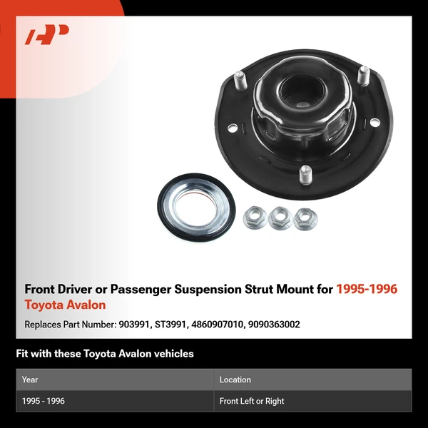 Front Driver or Passenger Suspension Strut Mount for 1995-1996 Toyota Avalon