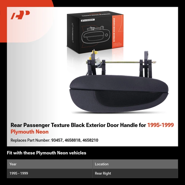 Rear Passenger Texture Black Exterior Door Handle for 1995-1999 Plymouth Neon