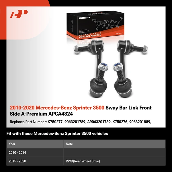2010-2020 Mercedes-Benz Sprinter 3500 Sway Bar Link Front Side A-Premium APCA4824