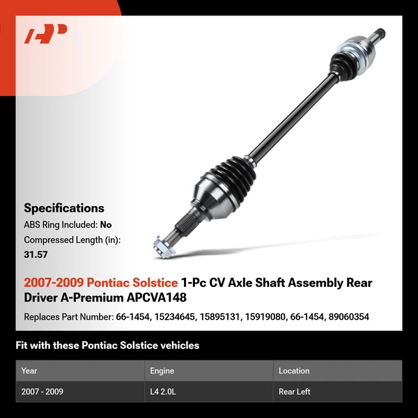 2007-2009 Pontiac Solstice 1-Pc CV Axle Shaft Assembly Rear Driver A-Premium APCVA148