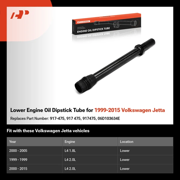 Lower Engine Oil Dipstick Tube for 1999-2015 Volkswagen Jetta