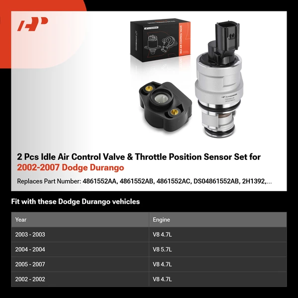 2 Pcs Idle Air Control Valve & Throttle Position Sensor Set for 2002-2007 Dodge Durango