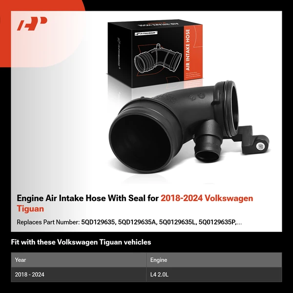 Engine Air Intake Hose With Seal for 2018-2024 Volkswagen Tiguan