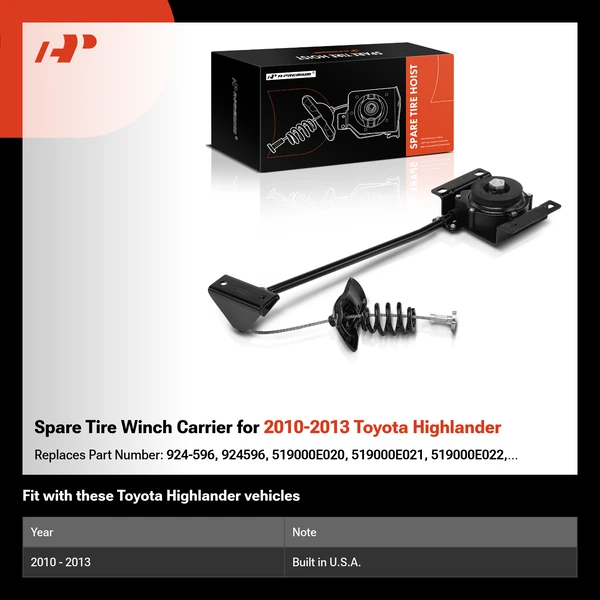 Spare Tire Winch Carrier for 2010-2013 Toyota Highlander