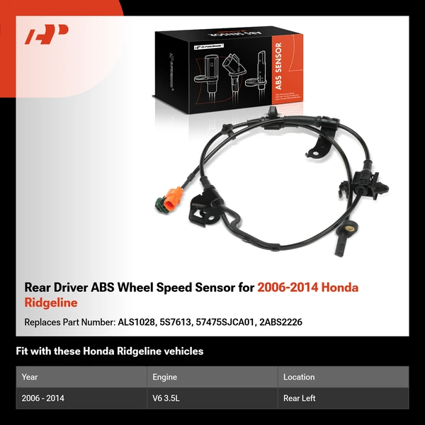 Rear Driver ABS Wheel Speed Sensor for 2006-2014 Honda Ridgeline
