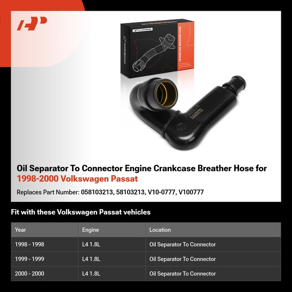 Oil Separator To Connector Engine Crankcase Breather Hose for 1998-2000 Volkswagen Passat