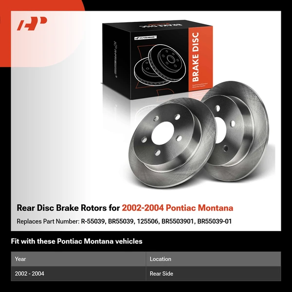 Rear Disc Brake Rotors for 2002-2004 Pontiac Montana