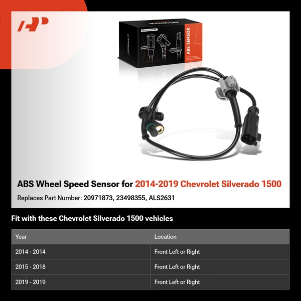 ABS Wheel Speed Sensor for 2014-2019 Chevrolet Silverado 1500
