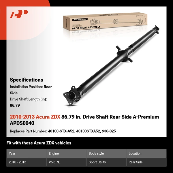 2010-2013 Acura ZDX 86.79 in. Drive Shaft Rear Side A-Premium APDS0040