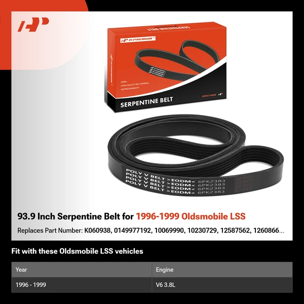 93.9 Inch Serpentine Belt for 1996-1999 Oldsmobile LSS