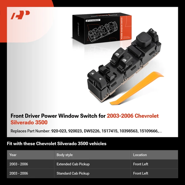 Front Driver Power Window Switch for 2003-2006 Chevrolet Silverado 3500