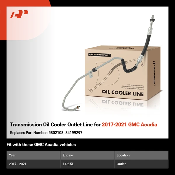 Transmission Oil Cooler Outlet Line for 2017-2021 GMC Acadia