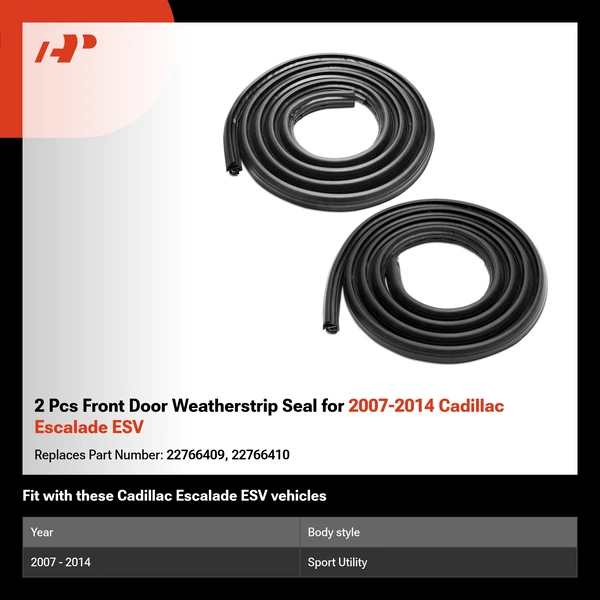 2 Pcs Front Door Weatherstrip Seal for 2007-2014 Cadillac Escalade ESV
