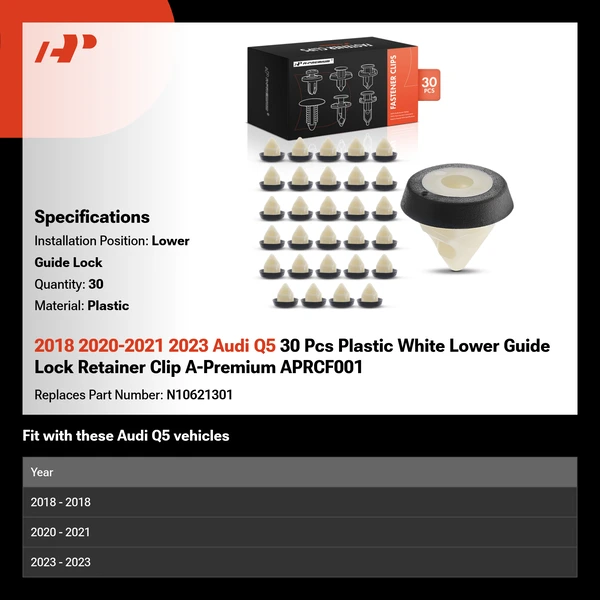2018 2020-2021 2023 Audi Q5 30 Pcs Plastic White Lower Guide Lock A-Premium APRCF001