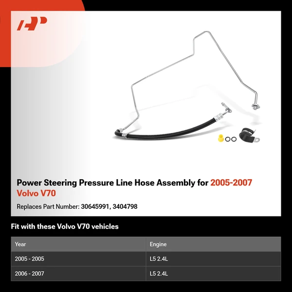 Power Steering Pressure Line Hose Assembly for 2005-2007 Volvo V70