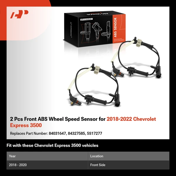 2 Pcs Front ABS Wheel Speed Sensor for 2018-2022 Chevrolet Express 3500