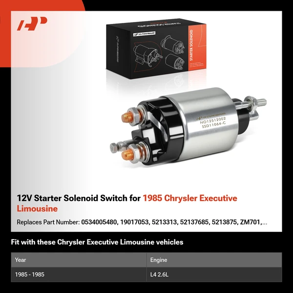 12V Starter Solenoid Switch for 1985 Chrysler Executive Limousine