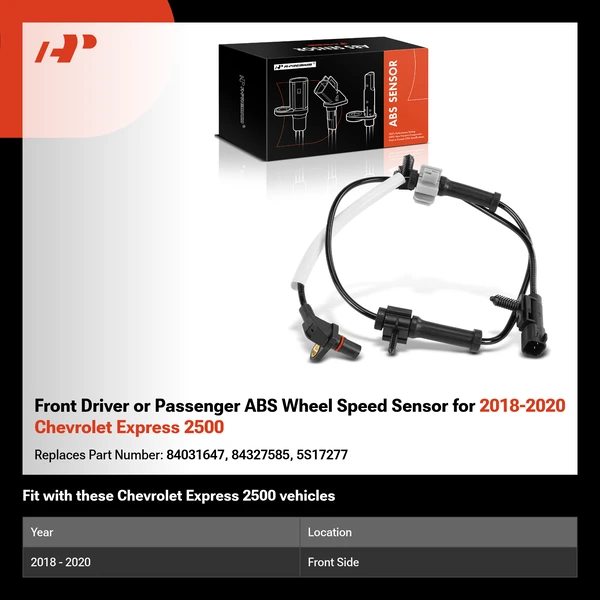 Front Driver or Passenger ABS Wheel Speed Sensor for 2018-2020 Chevrolet Express 2500