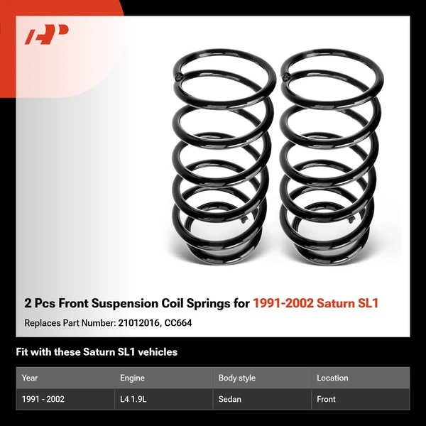 2 Pcs Front Suspension Coil Springs for 1991-2002 Saturn SL1
