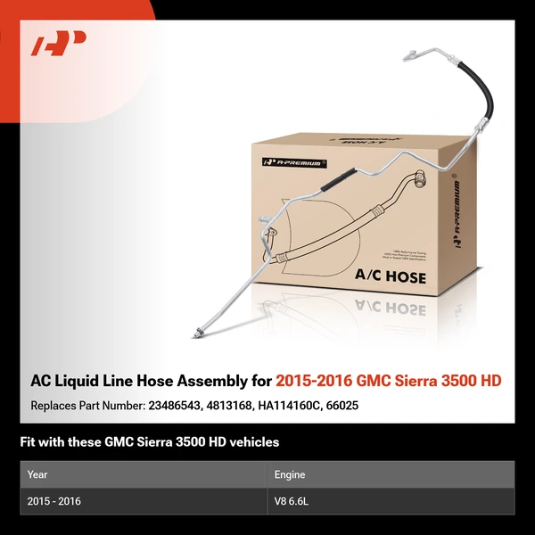 AC Liquid Line Hose Assembly for 2015-2016 GMC Sierra 3500 HD